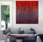 SOLD - Garden Rhythm (Over Red) 3 (2021) 36x36 inches by Nestor Toro