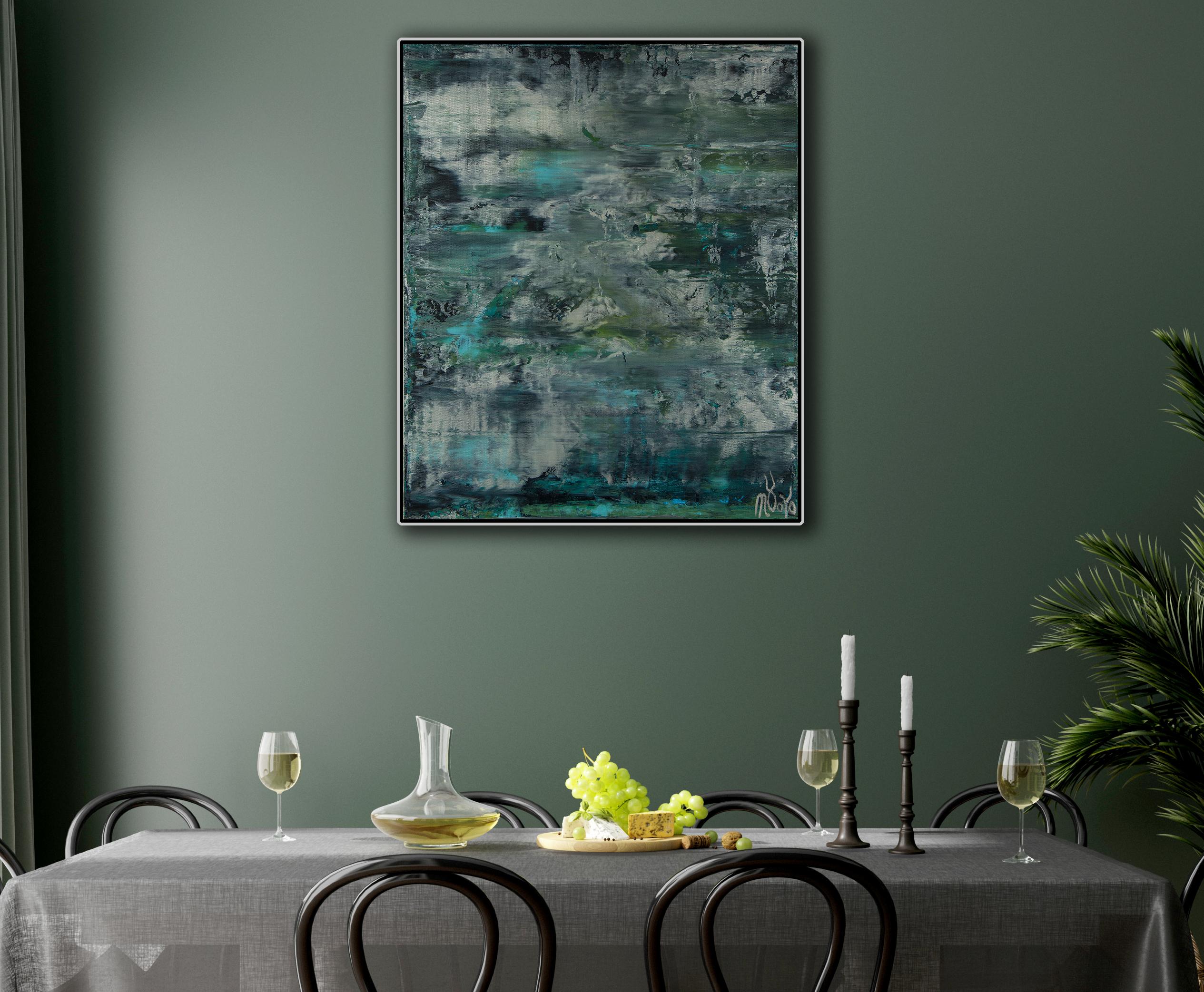 Room example (framed) / Waterflow (Night Clouds) / (2021) / Artist - Nestor Toro