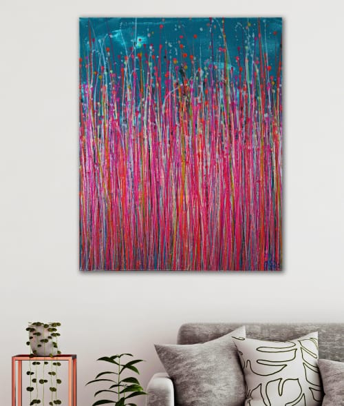 Room example / Pink Takeover (Over Silver Blue) 4 (2021) by Nestor Toro