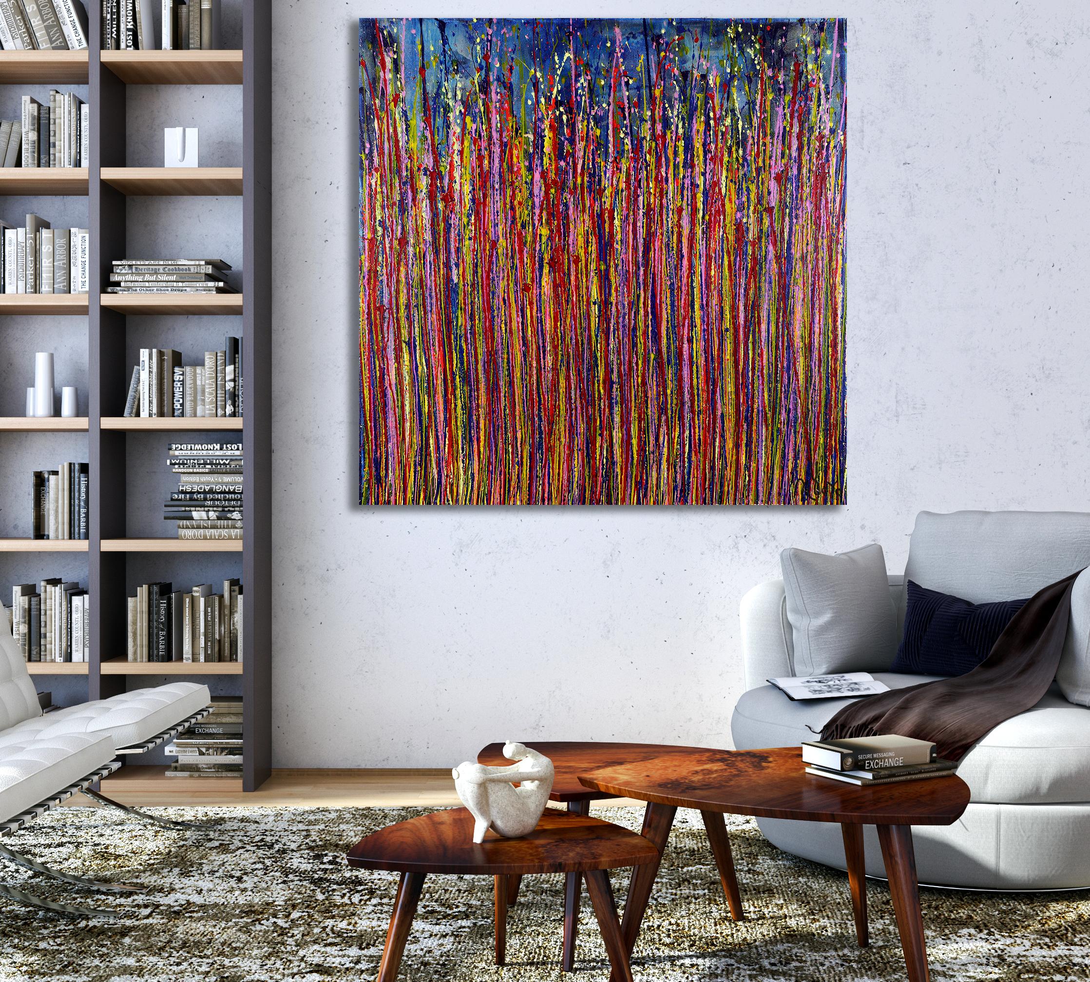 ROOM VIEW / Strange Spectra 3 (2022) / 36X36 INCHES / SOLD ABSTRACT PAINTING