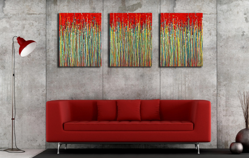 Strange Spectra 6 (over red) (2022) / Triptych