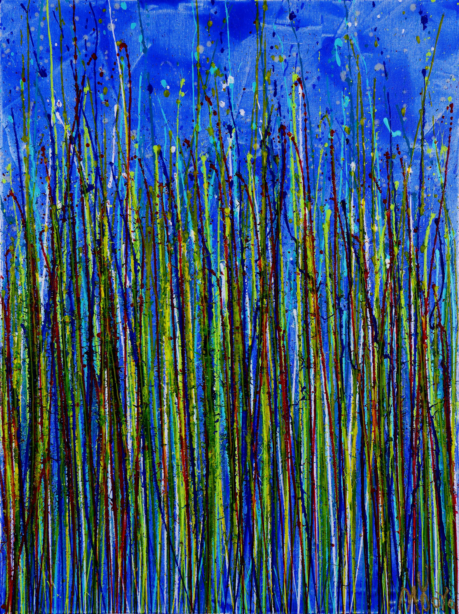 CANVAS 3 / Garden In Blue Mood (2022) - Triptych / 90x40 inches / Nestor Toro