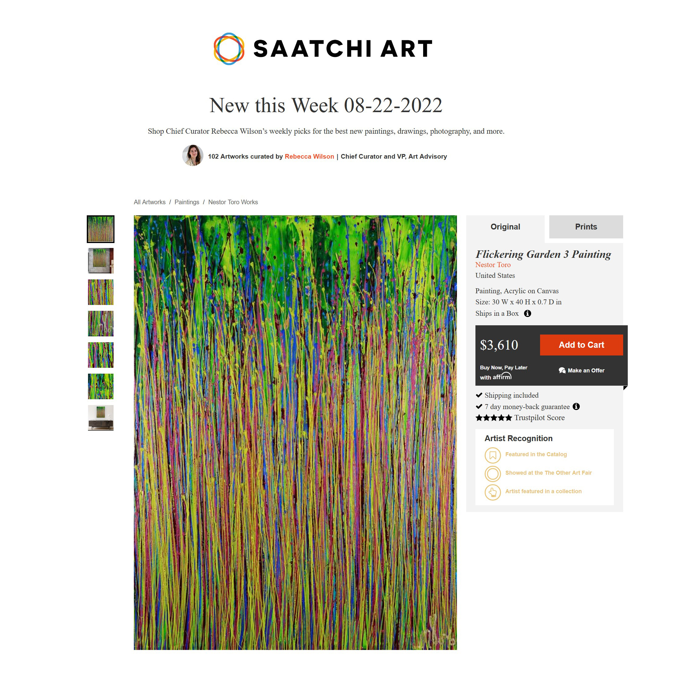 Saatchi Art - New This Week Collection - Aug 22, 2022 featuring Nestor Toro's painting "Flickering Garden 3" 30x40 inches