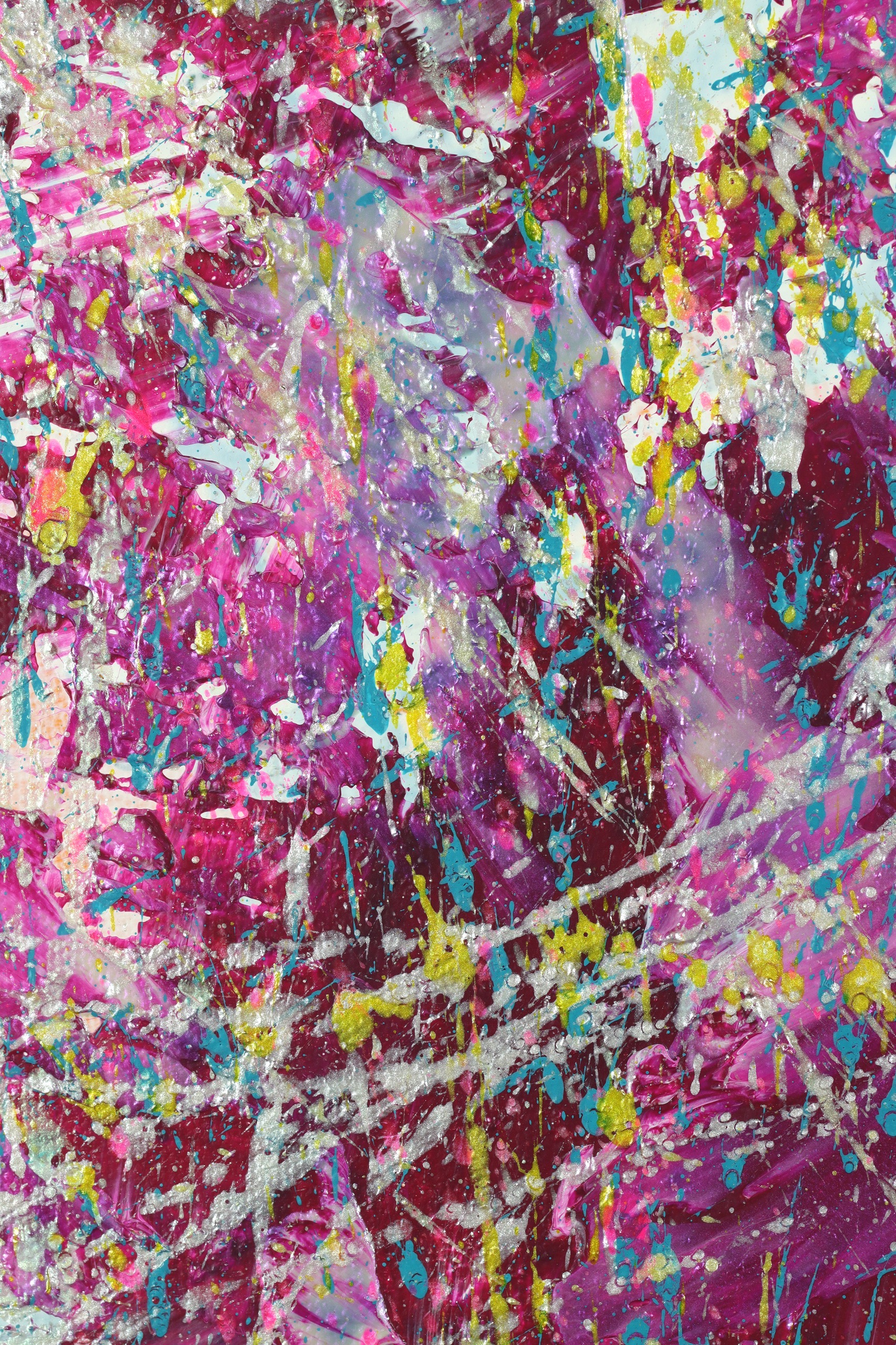 DETAIL - Divided Pink Expressions (2023) | Triptych 24 x 1.5 x 40 inches | Nestor Toro