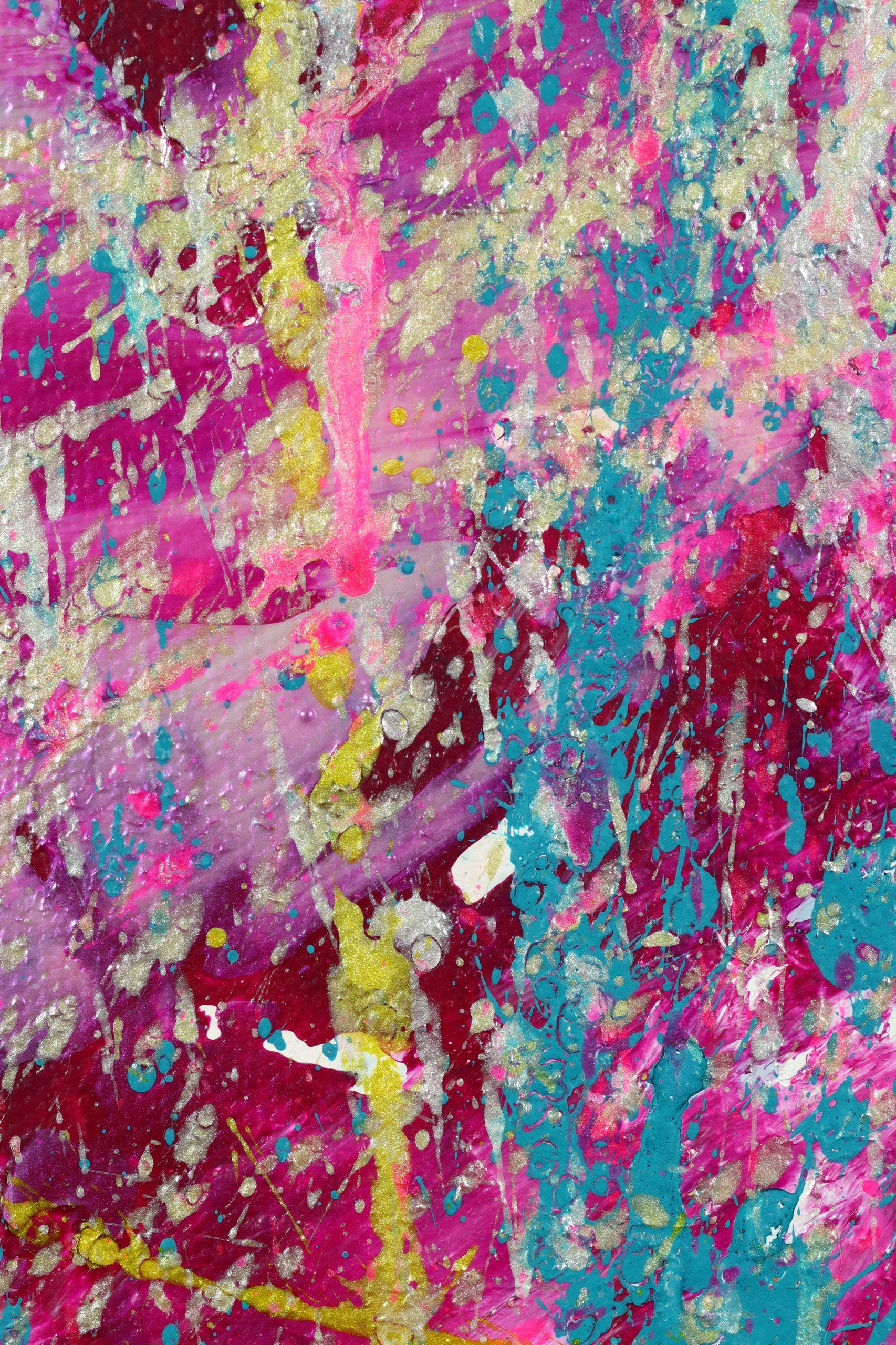 DETAIL - Divided Pink Expressions (2023) | Triptych 24 x 1.5 x 40 inches | Nestor Toro