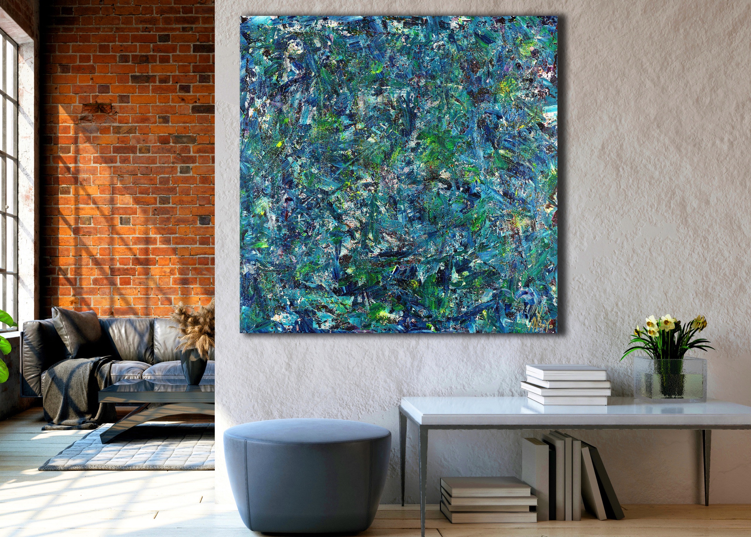 Room View - Fast Nature (nighttime motion) / 36 x 36 inches