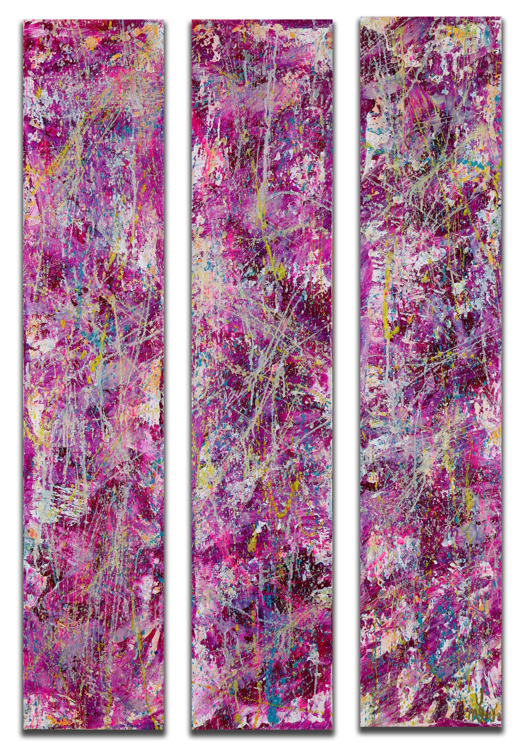 Divided Pink Expressions (2023) | Triptych 24 x 1.5 x 40 inches | Nestor Toro
