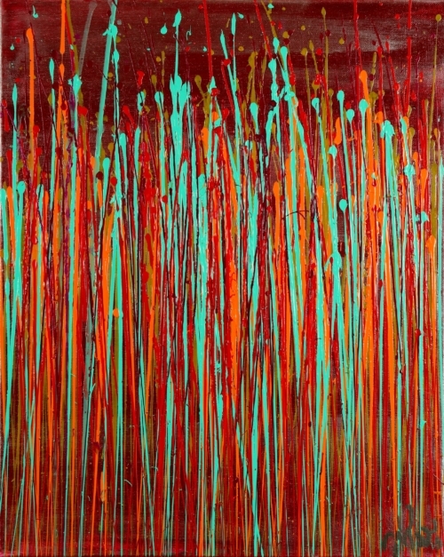 Crimson Tempest is a bold 16 x 20 inch work that will bring an explosion of color into any room - perfect for a smaller area at that size.
