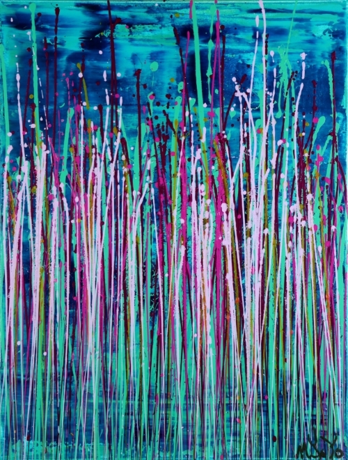 Neon Eden is acrylic on canvas and measures 18 x 24 inches